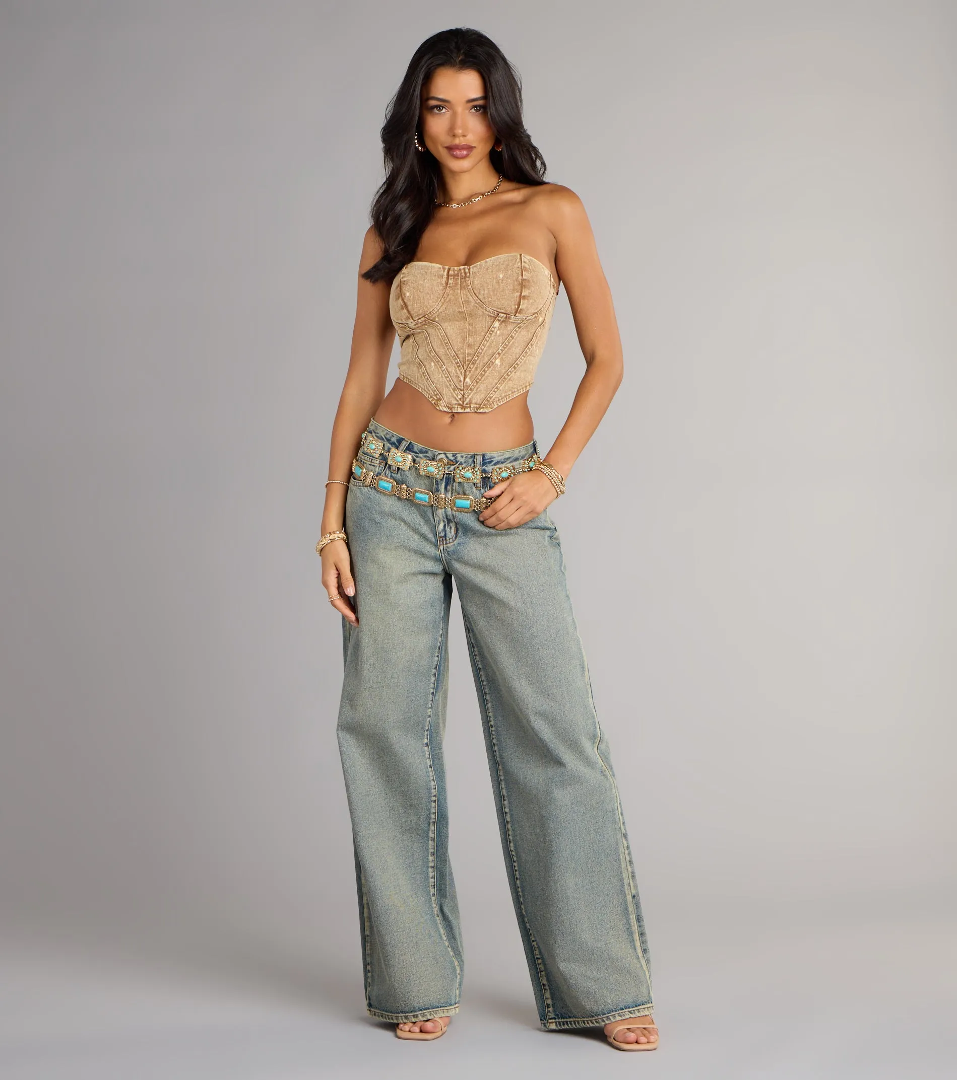 Vintage Vibes Denim Lace-Up Bustier sold by Windsor