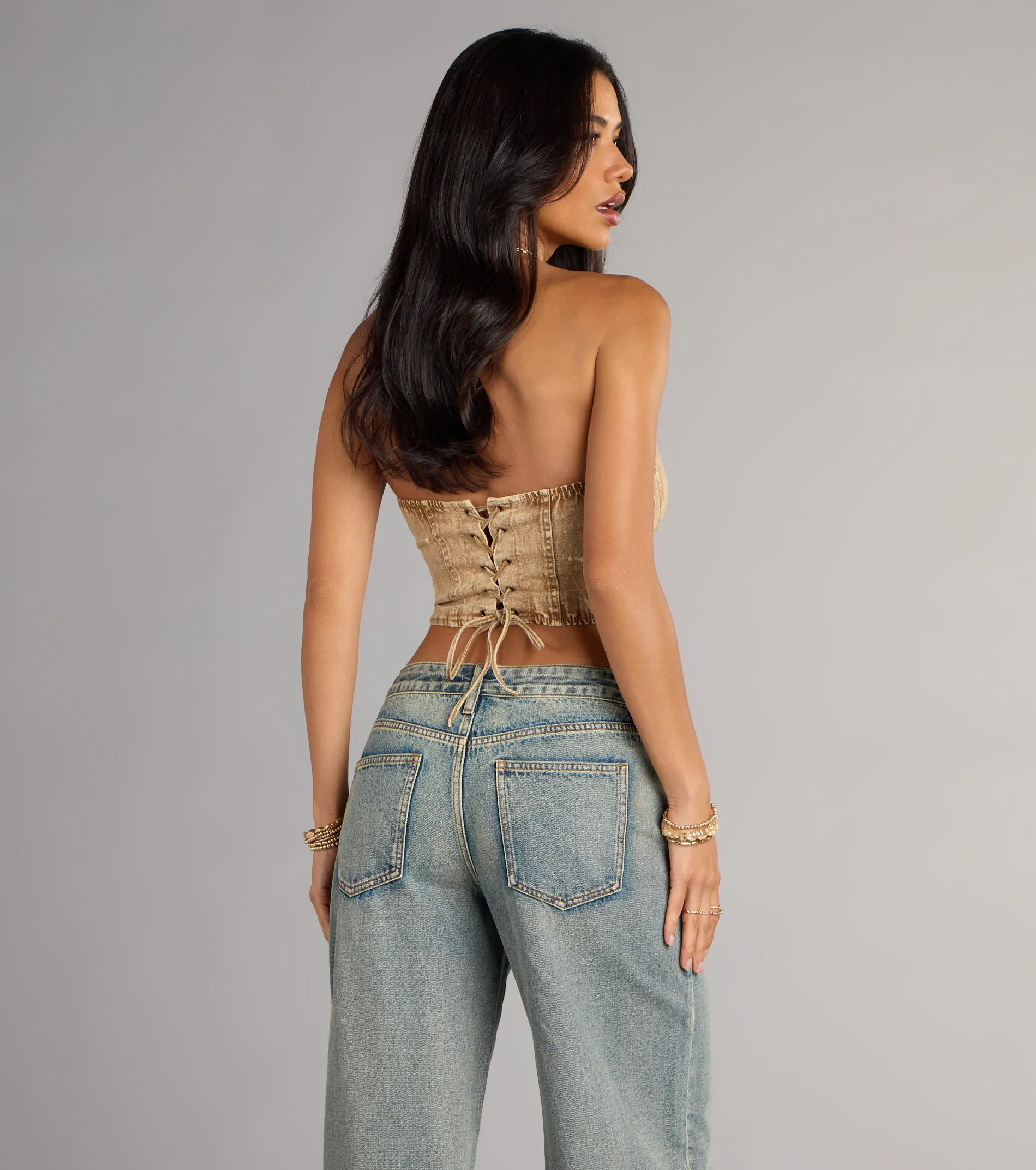 Vintage Vibes Denim Lace-Up Bustier sold by Windsor product image thumbnail 4