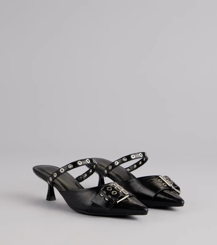 Rebel Chic Buckle Kitten Heels sold by Windsor
