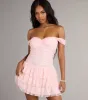 Romance Language Off-The-Shoulder Lace Mini Dress sold by Windsor