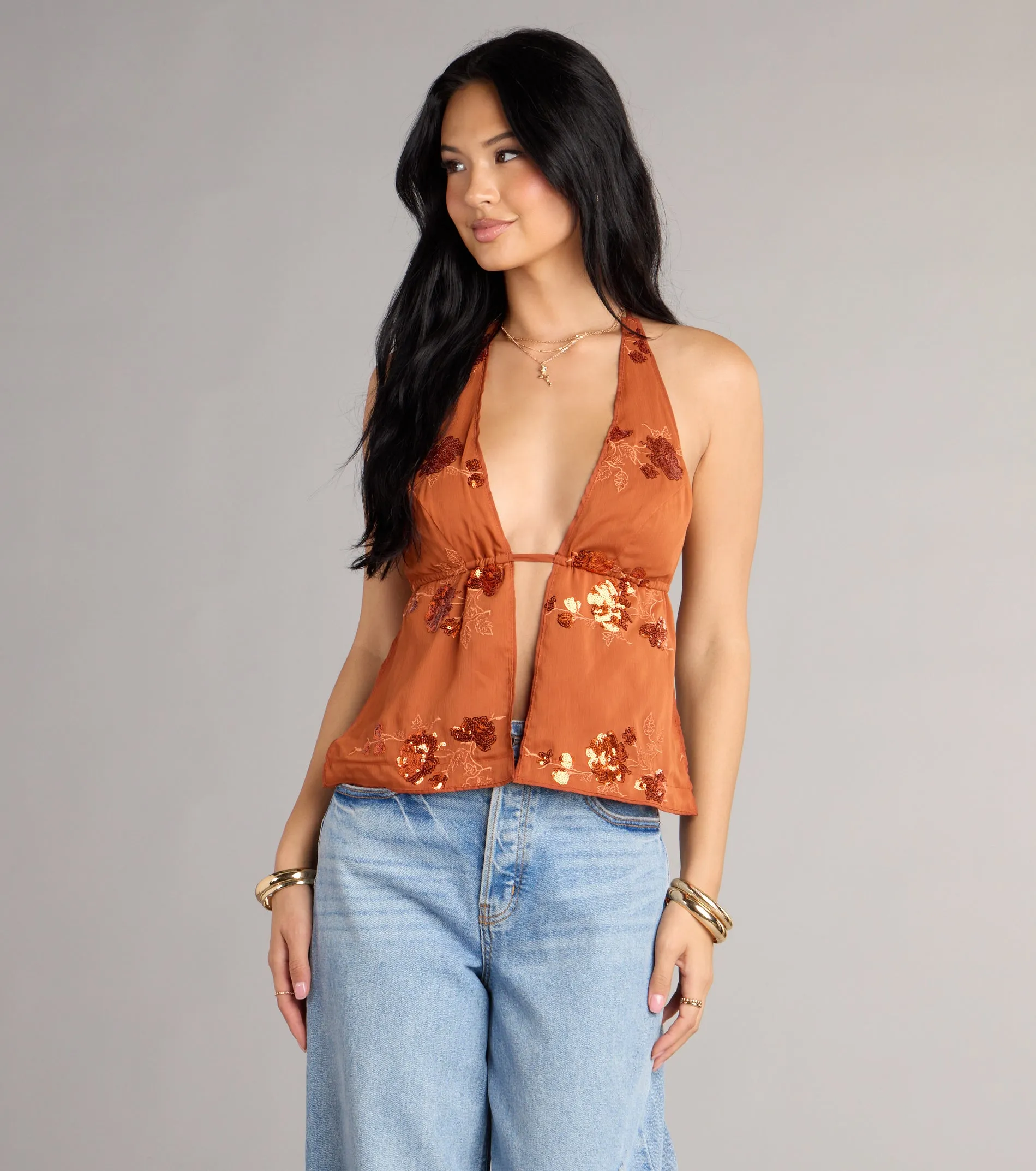 Sunset Glow Sequin Halter Top sold by Windsor