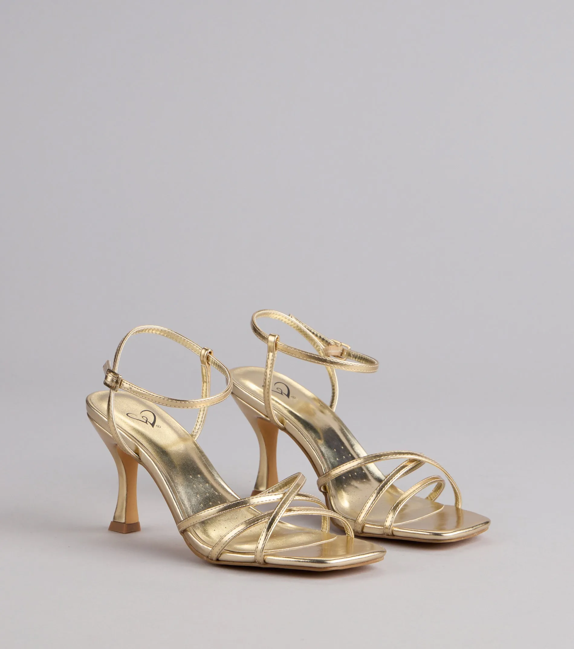 Shine Hour Metallic Strappy Stiletto Heels sold by Windsor