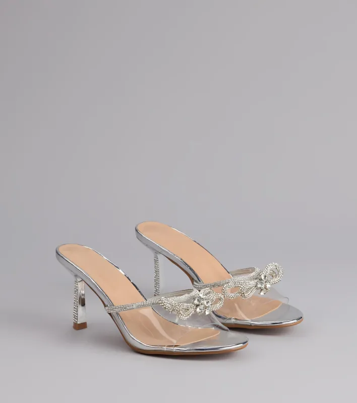 All About Glamour Rhinestone Bow Heels sold by Windsor