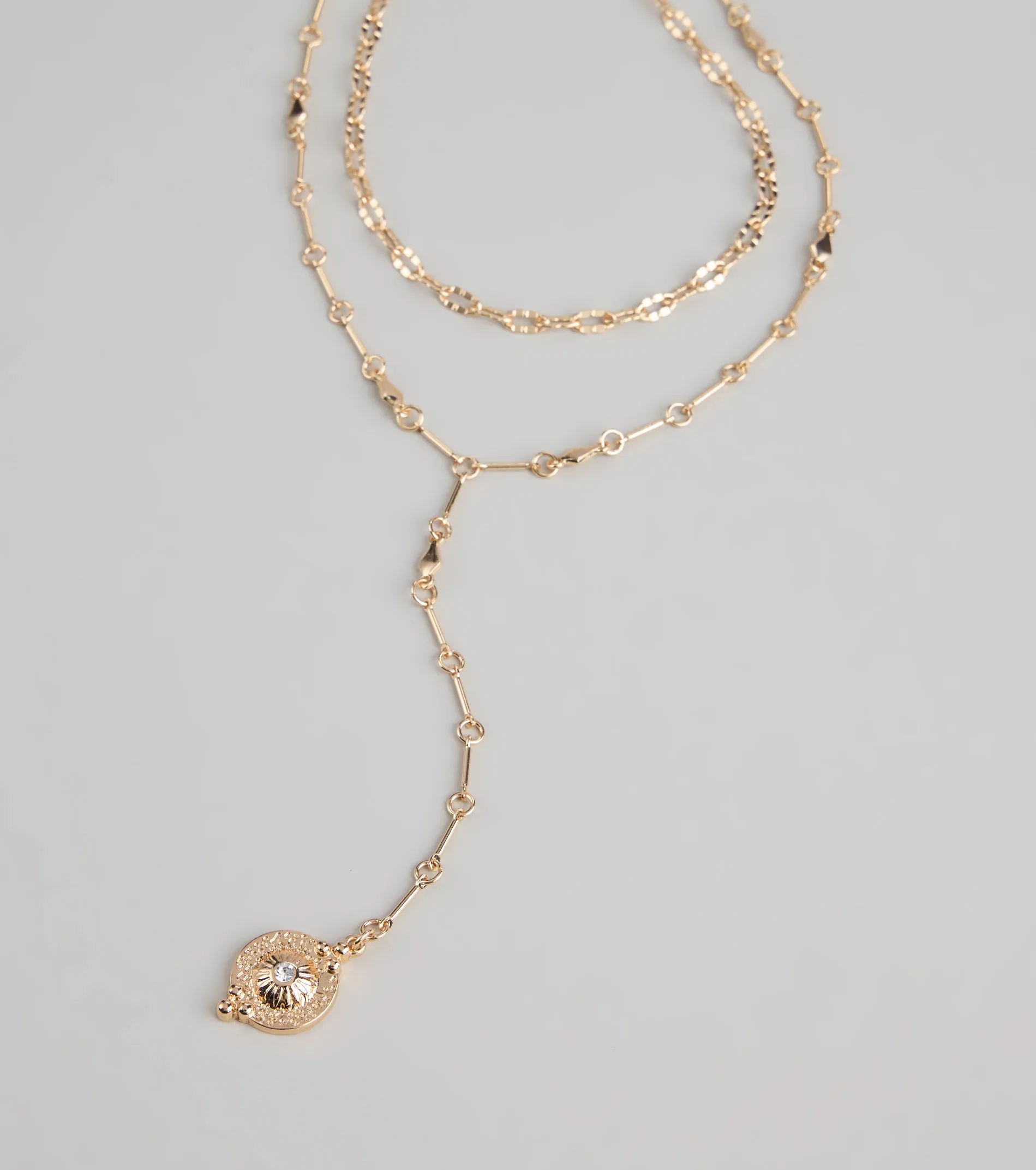 Polished Glow Layered Lariat Pendant Necklace sold by Windsor