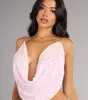 Disco Dream Sequin Rhinestone Chain Halter Top sold by Windsor