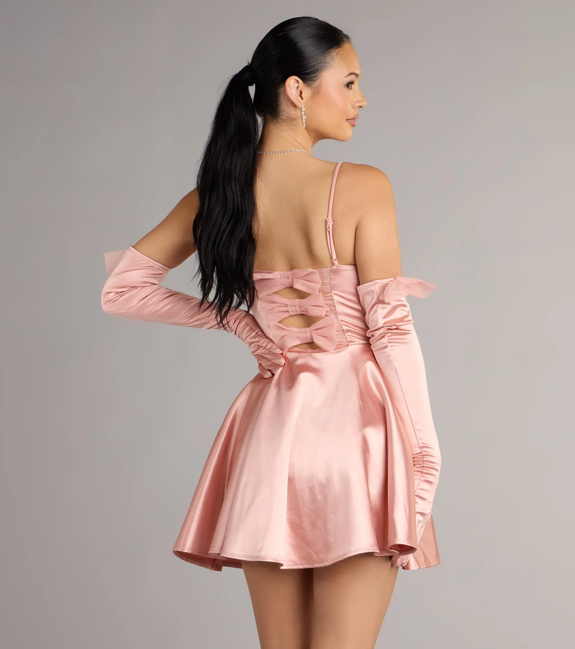 Juliette Satin Corset Short Dress With Gloves sold by Windsor product image thumbnail 3