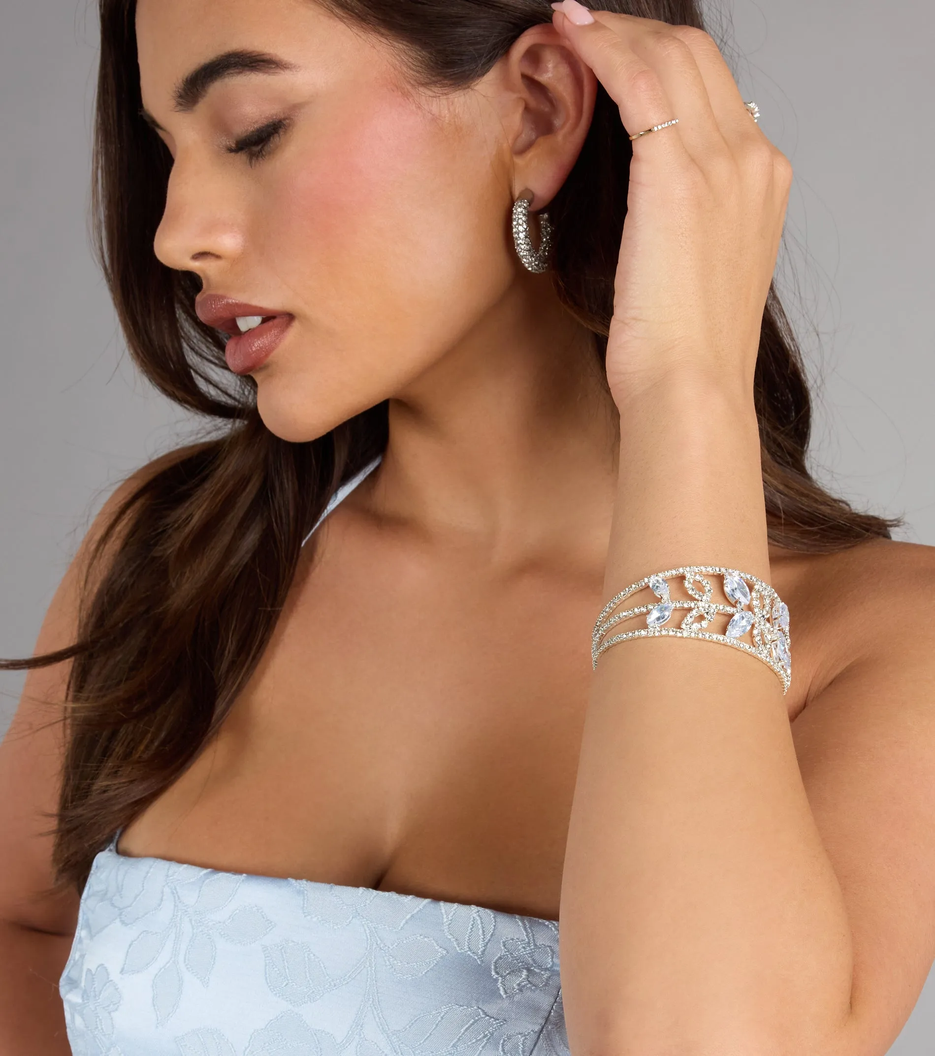 Crown Jewel Rhinestone Cuff Bracelet sold by Windsor product image thumbnail 2