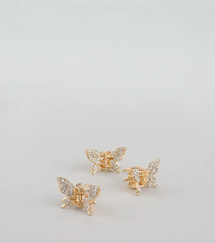 Rhinestone Flutter Butterfly Hair Clips sold by Windsor