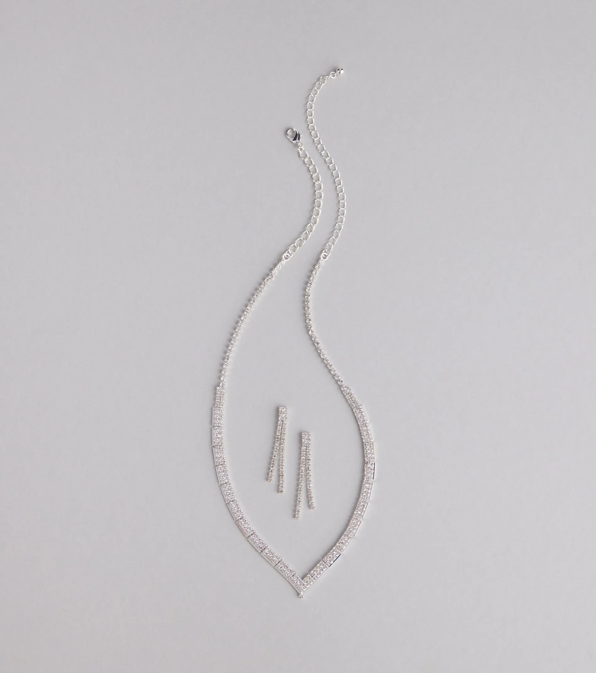 Shine Bright Rhinestone Necklace and Earrings Set sold by Windsor