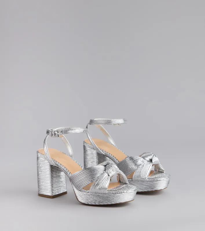 Shimmer Steps Metallic Block Heels sold by Windsor