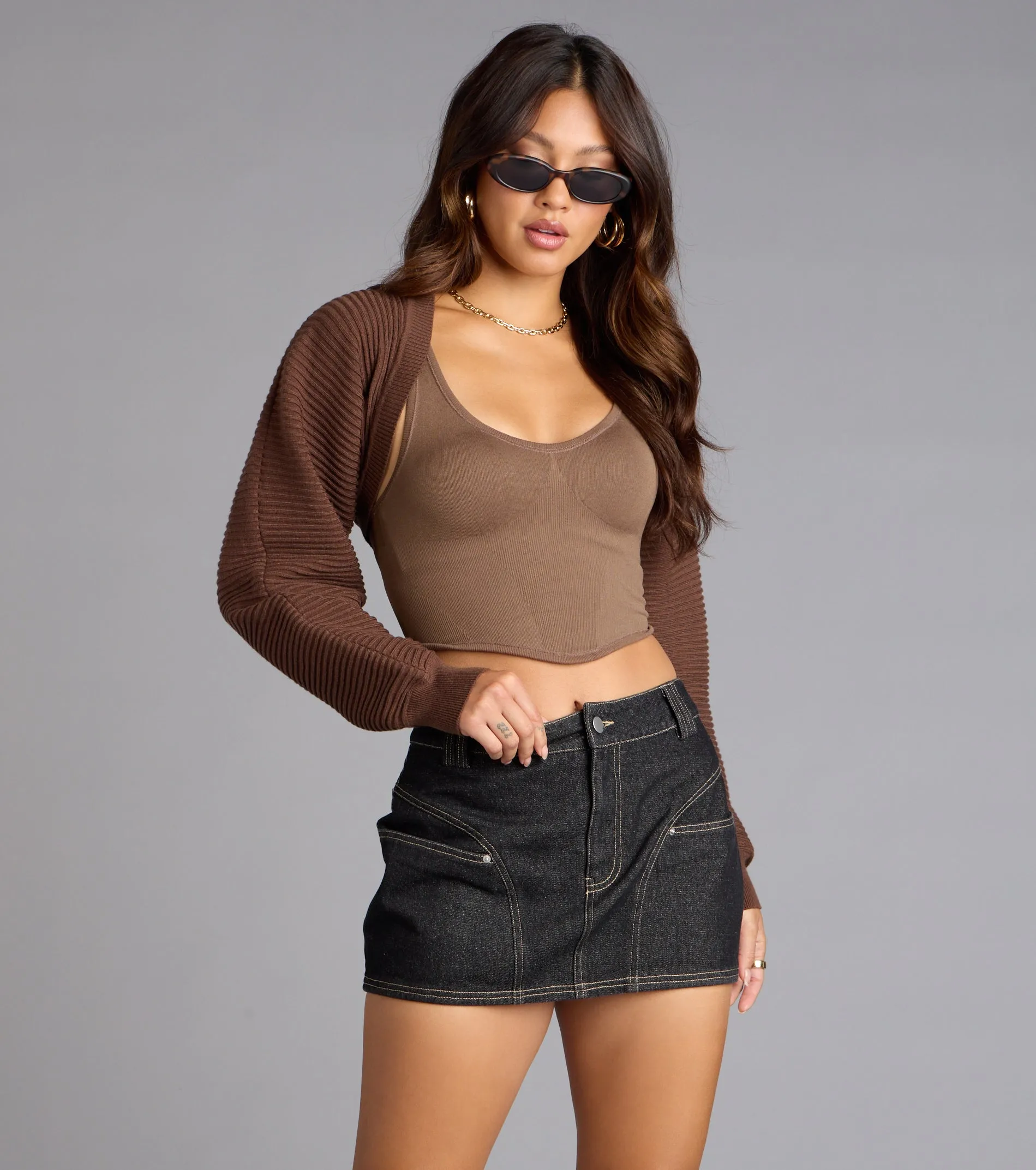 Cool Intentions Long Sleeve Knit Bolero sold by Windsor