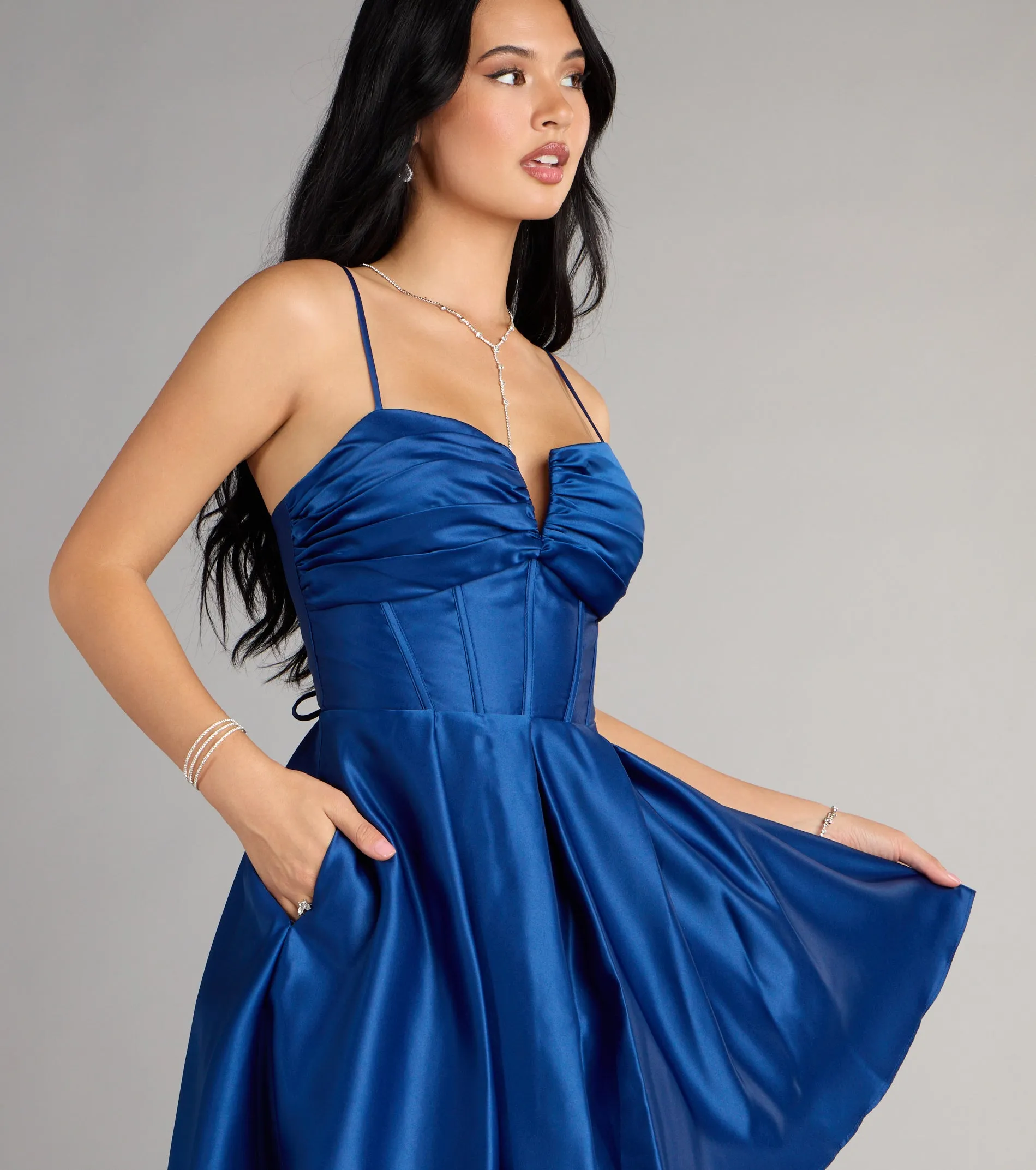 Joelle Satin Corset Skater Dress sold by Windsor product image thumbnail 4
