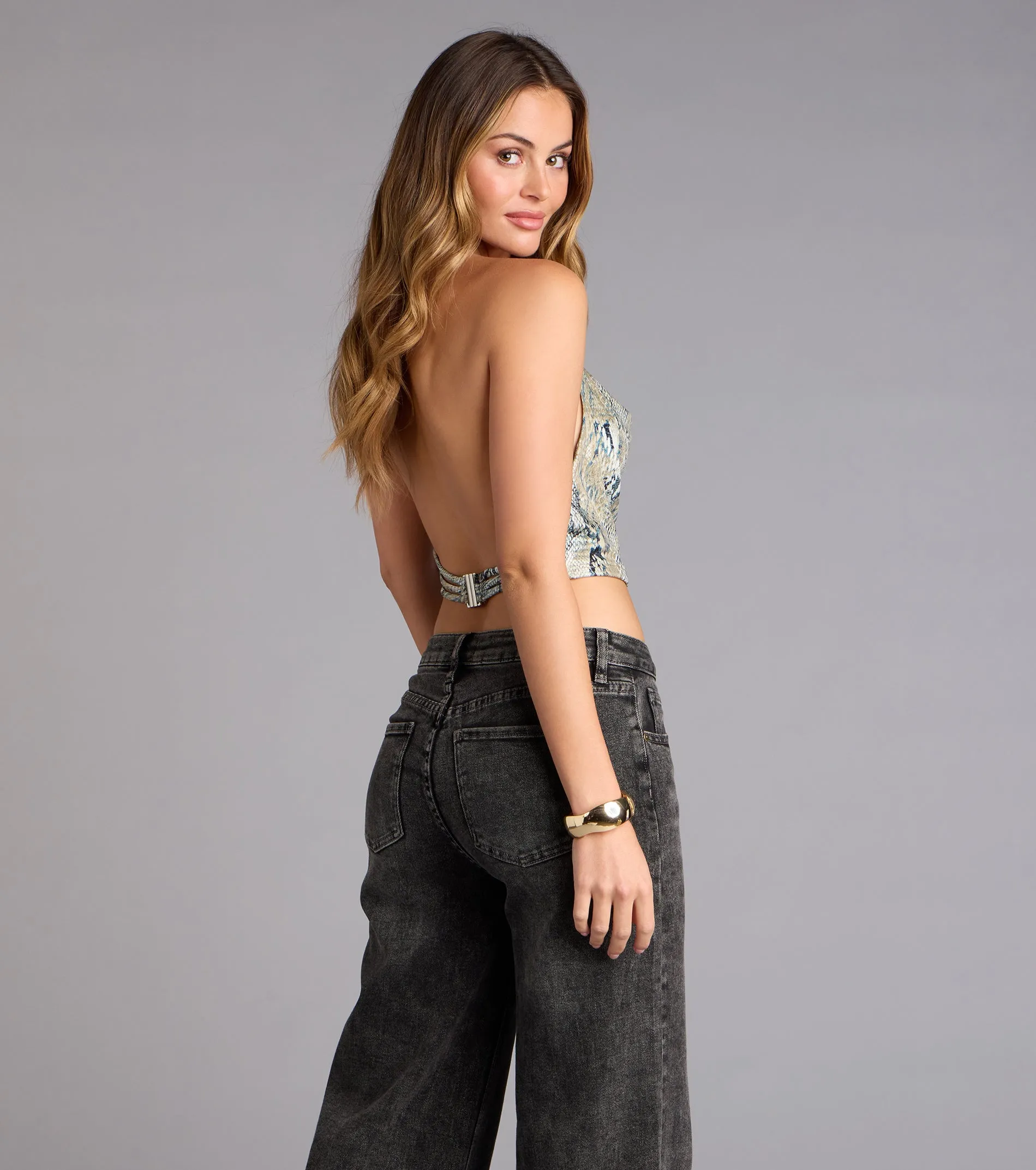 Slithering Heights Snake Print Crop Top sold by Windsor product image thumbnail 2