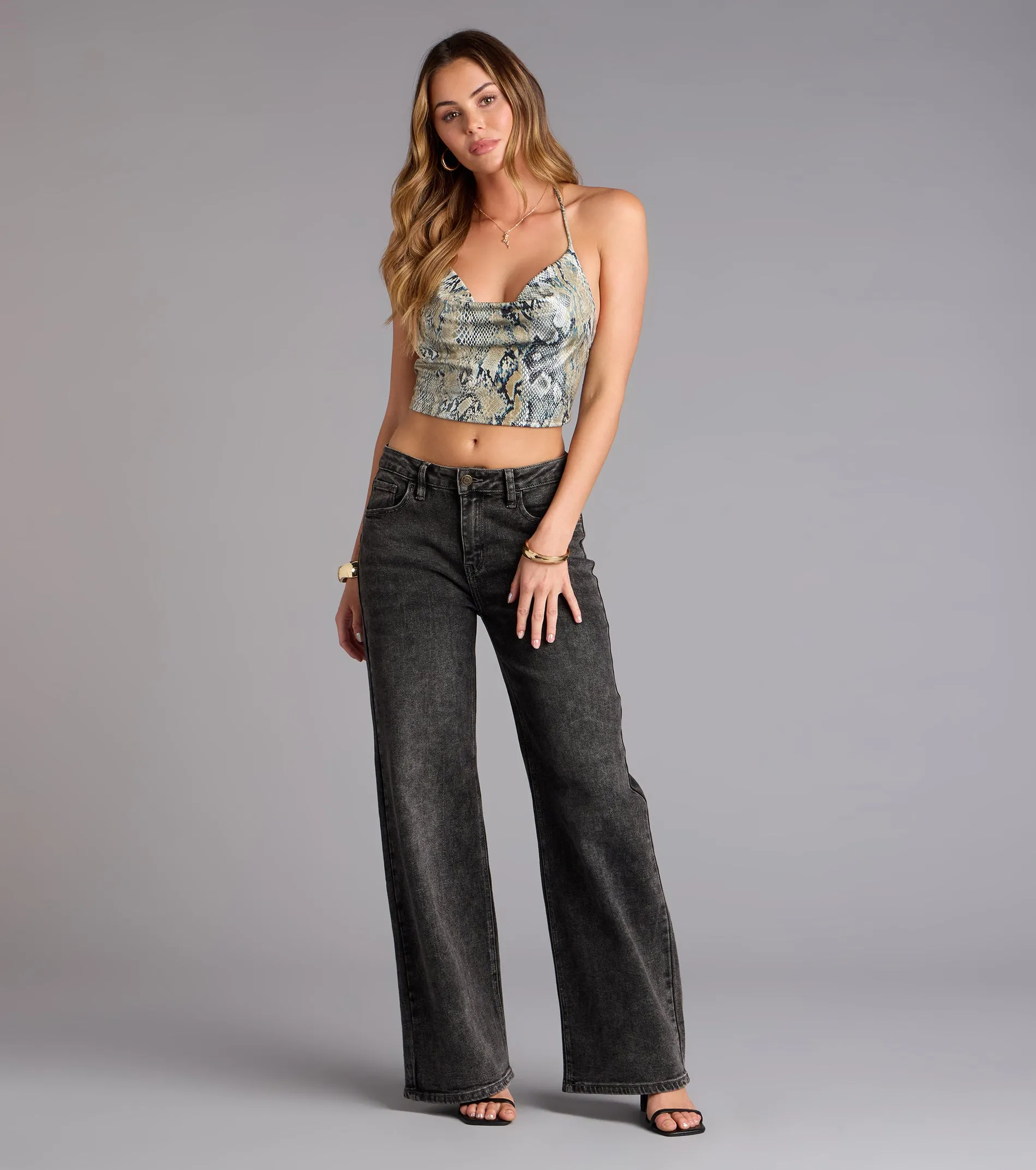Slithering Heights Snake Print Crop Top sold by Windsor product image thumbnail 3