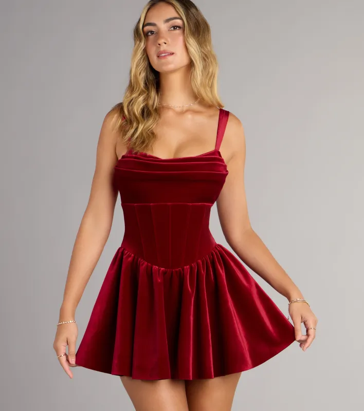Kyla Velvet Cutout Skater Short Dress sold by Windsor