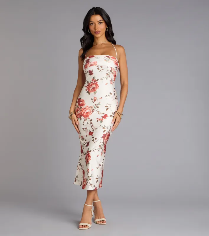 Garden Stroll Floral Lace-Up Midi Dress sold by Windsor