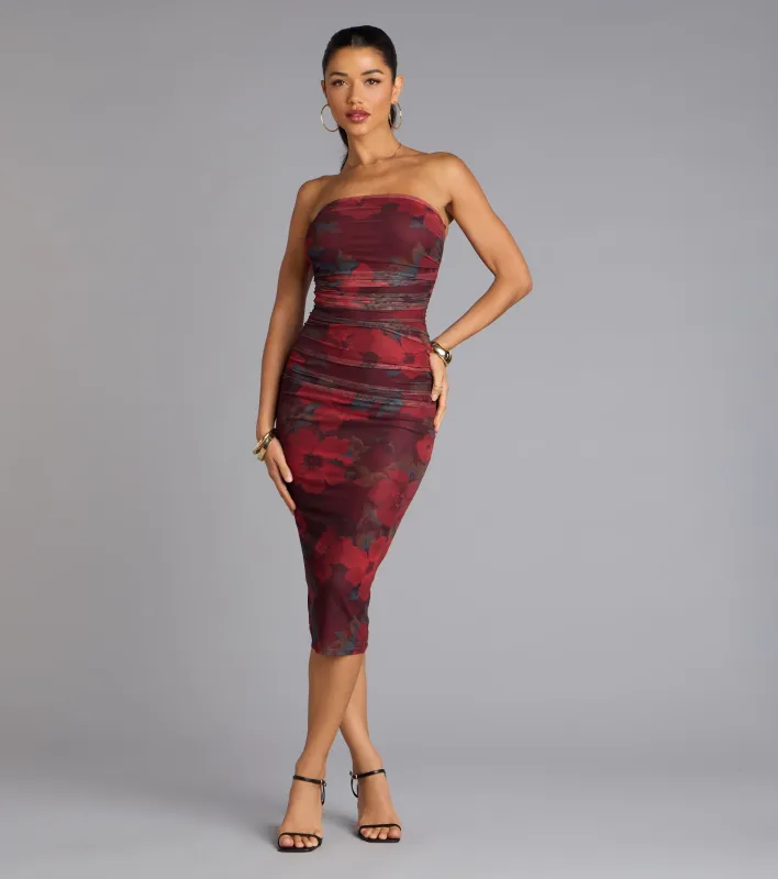 Love Struck Floral Mesh Midi Tube Dress sold by Windsor