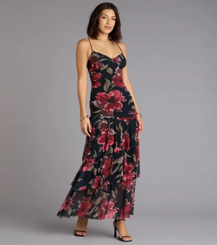 Blush Hour Floral Ruffle Maxi Dress sold by Windsor