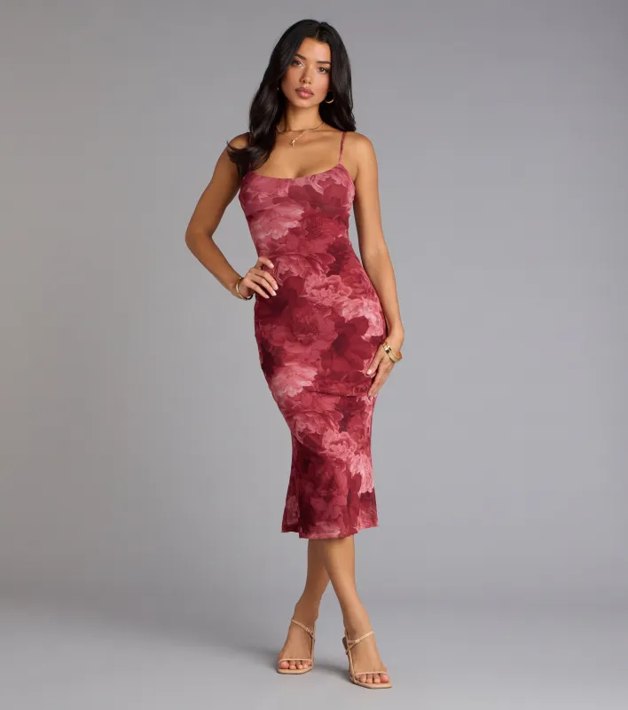 Soft Allure Floral Mesh Midi Dress sold by Windsor