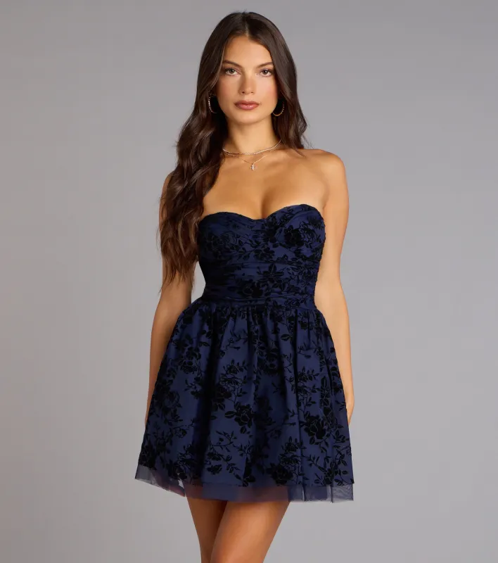 Velvet Nights Strapless Skater Dress sold by Windsor