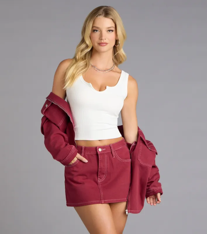 Off Duty Scoop Neck Crop Tank Top sold by Windsor