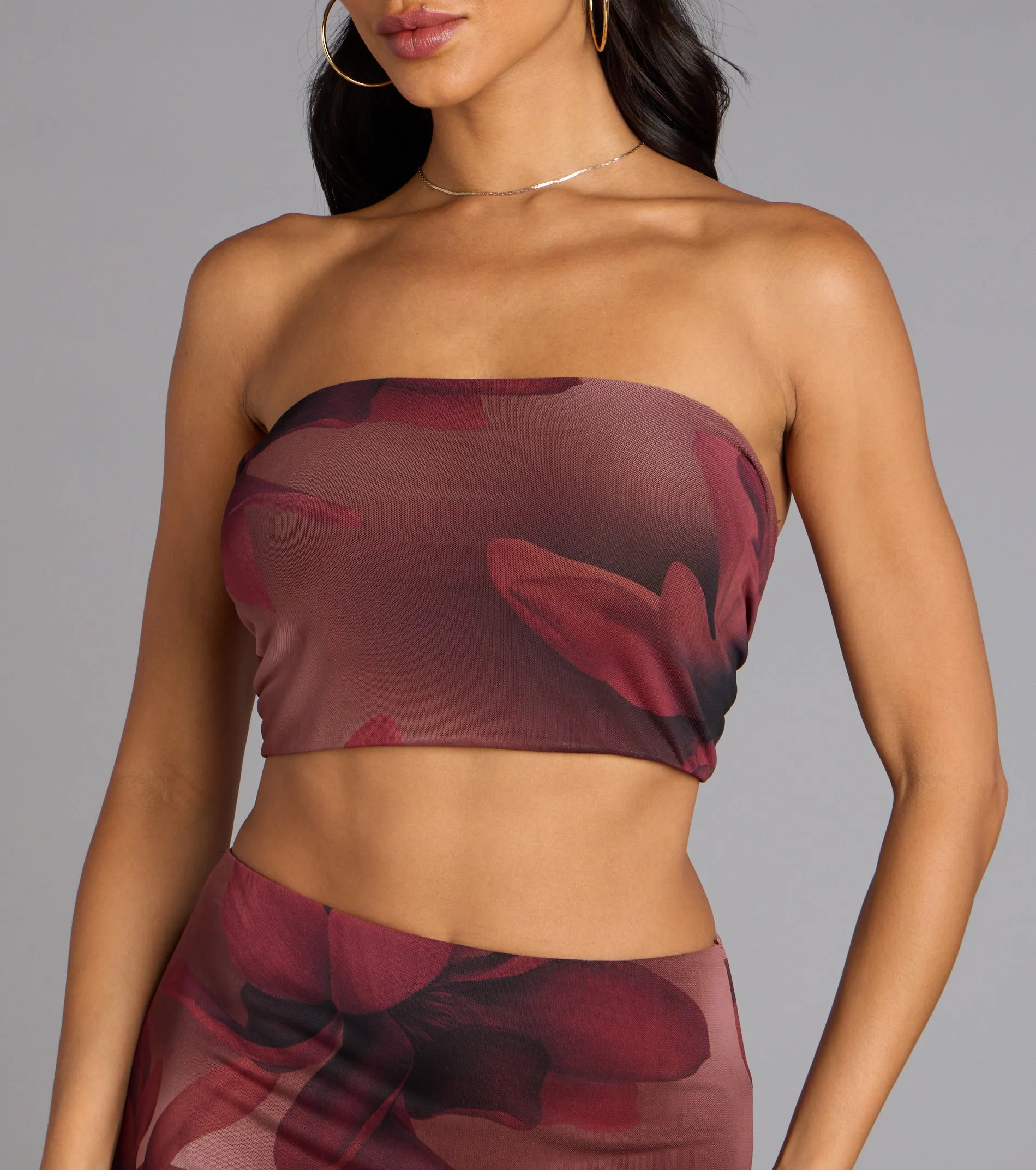 Blooming Allure Floral Mesh Cutout Tube Top sold by Windsor product image thumbnail 5
