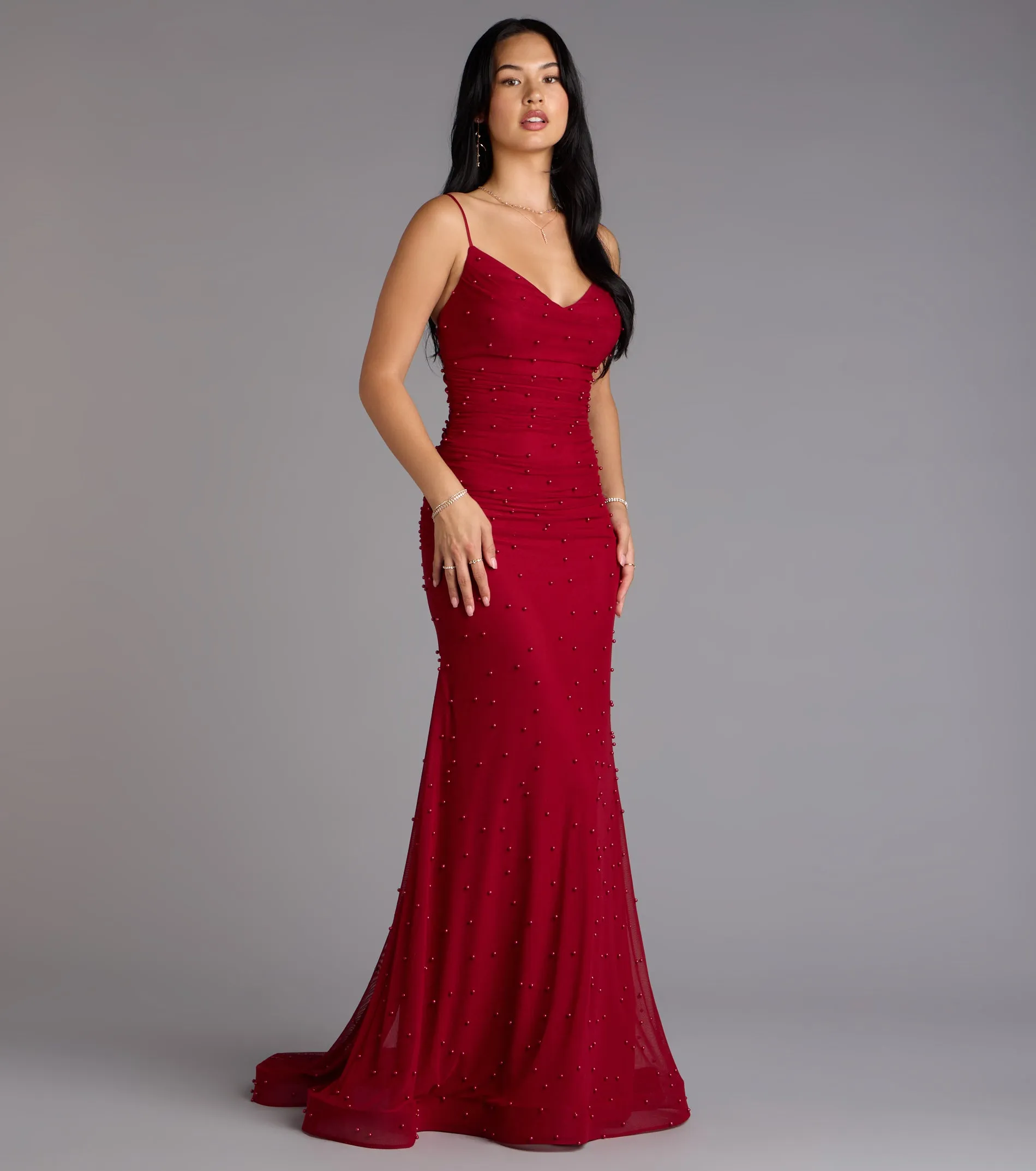 Adrianna Faux Pearl Mermaid Formal Dress sold by Windsor product image thumbnail 4