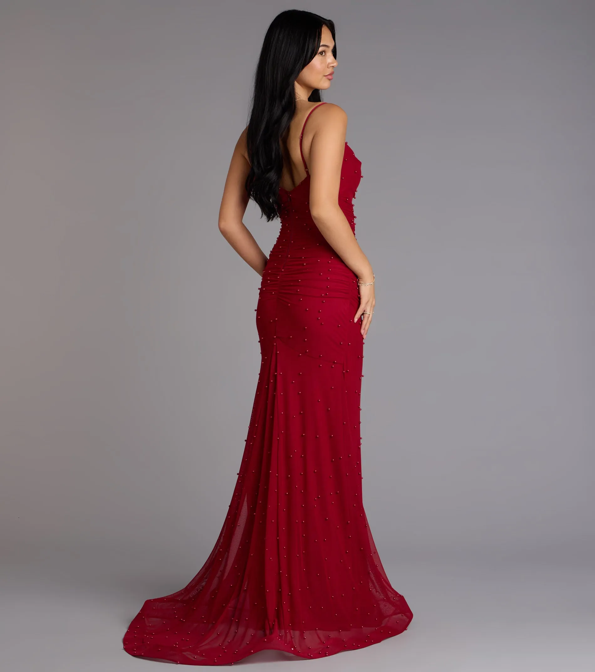 Adrianna Faux Pearl Mermaid Formal Dress sold by Windsor product image thumbnail 2