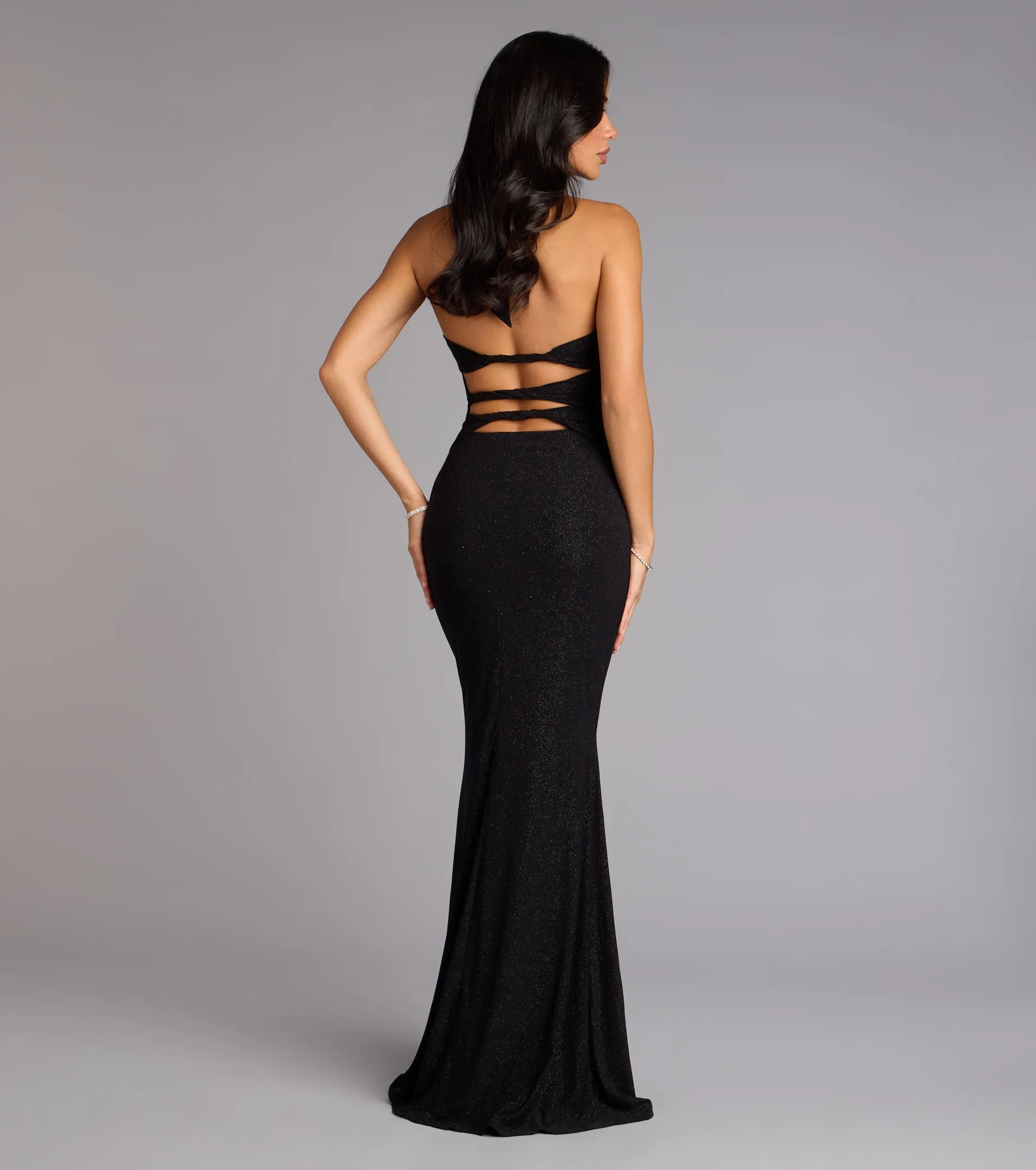 Maribeth Glitter Strappy Back Mermaid Formal Dress sold by Windsor product image thumbnail 2