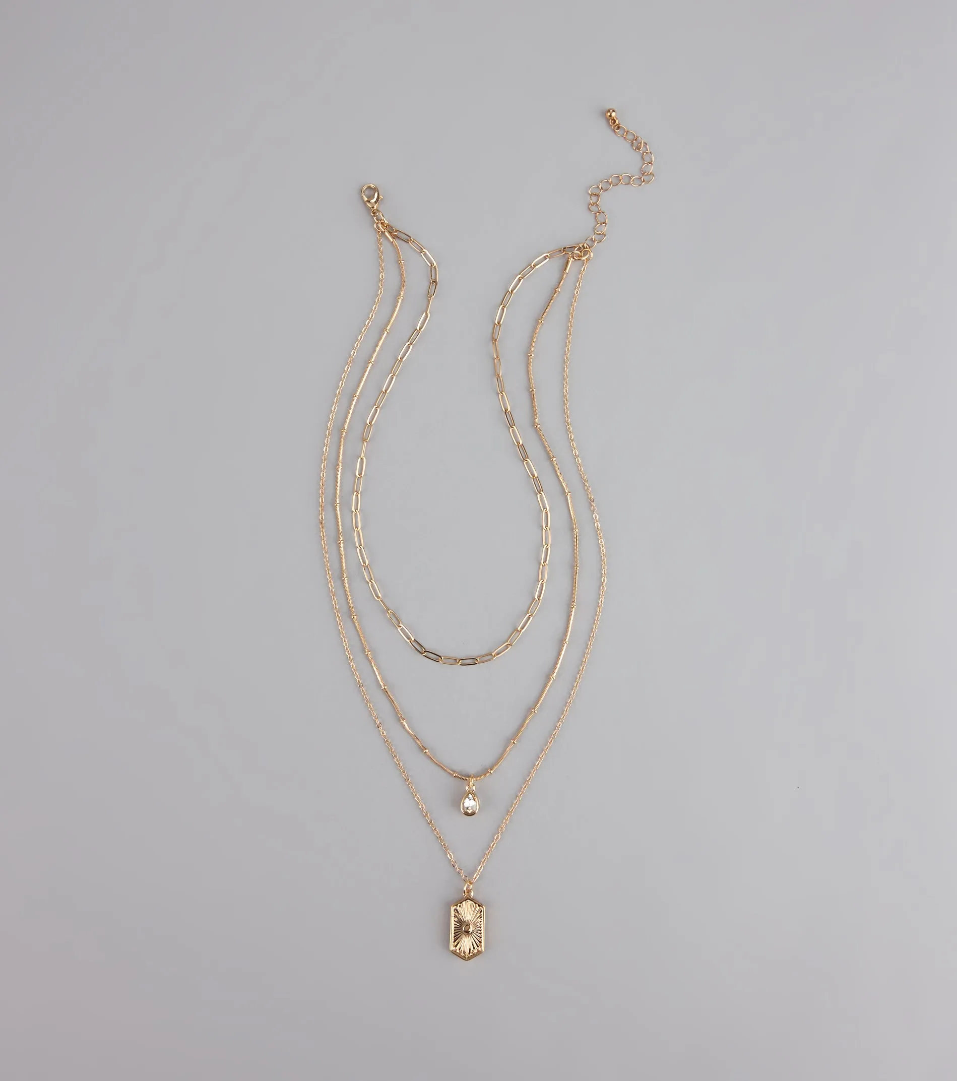 Stacked Up Layered Chain Charm Necklace sold by Windsor