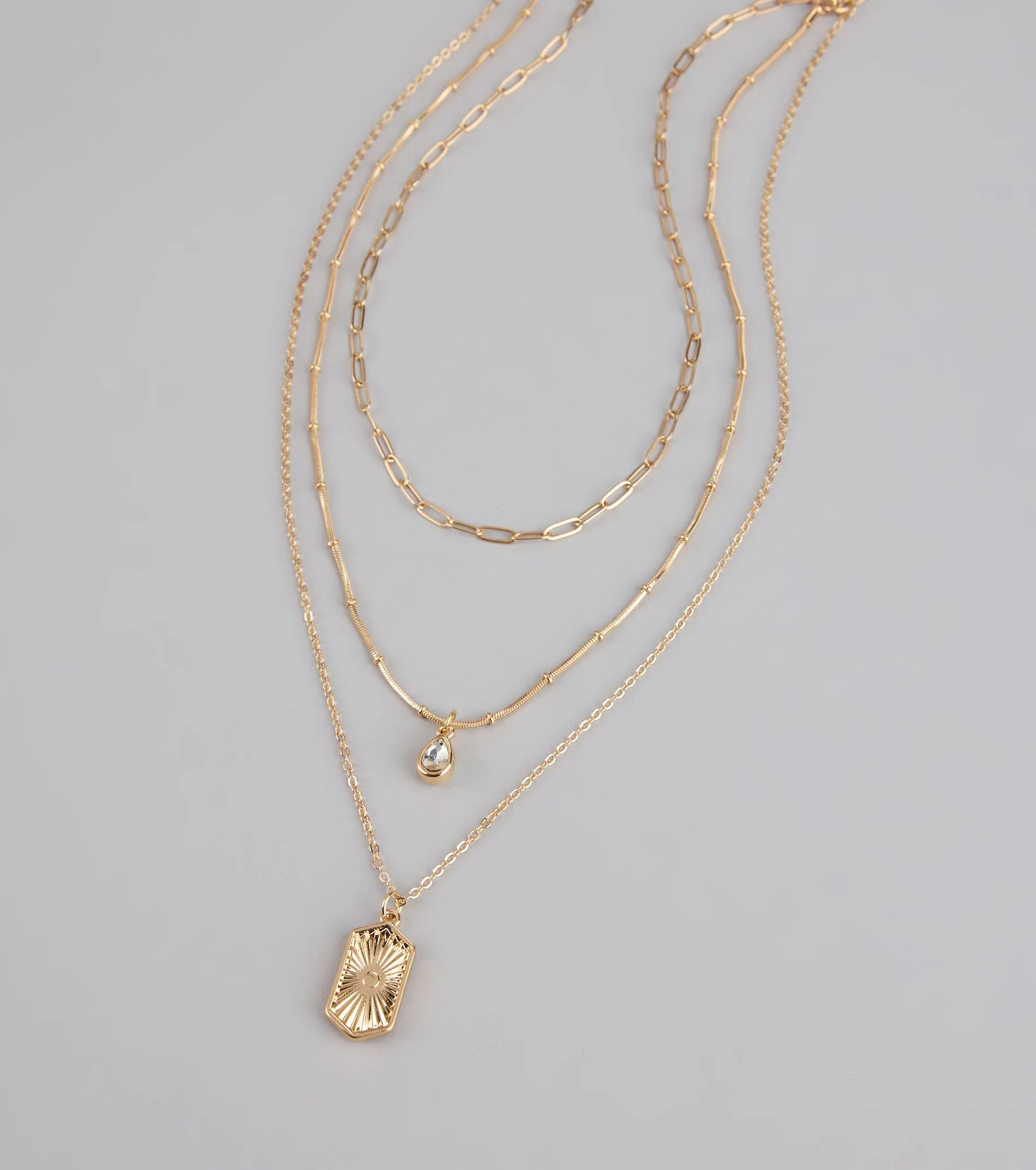 Stacked Up Layered Chain Charm Necklace sold by Windsor product image thumbnail 2