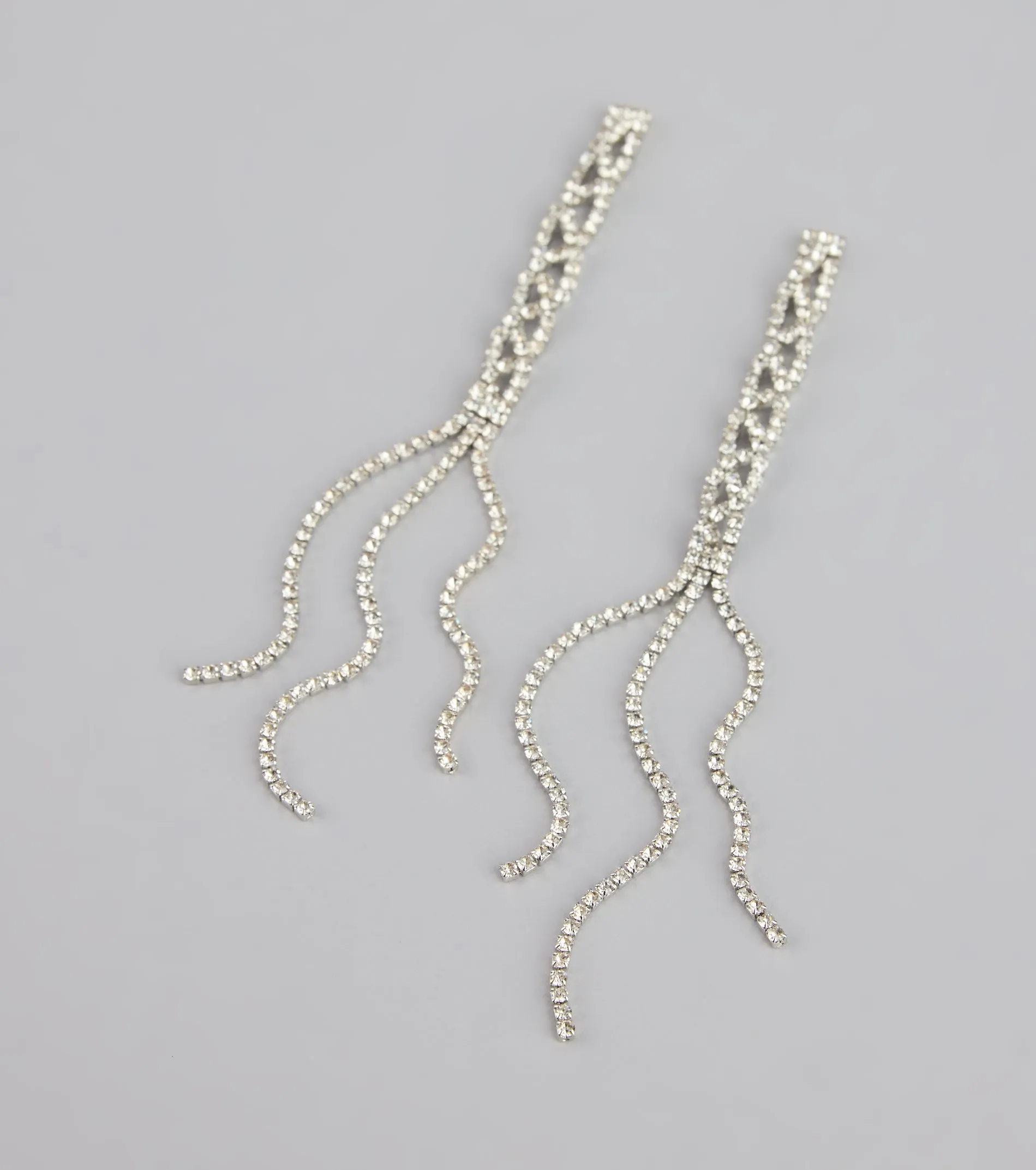 Twisted Shine Rhinestone Fringe Earrings sold by Windsor product image thumbnail 2