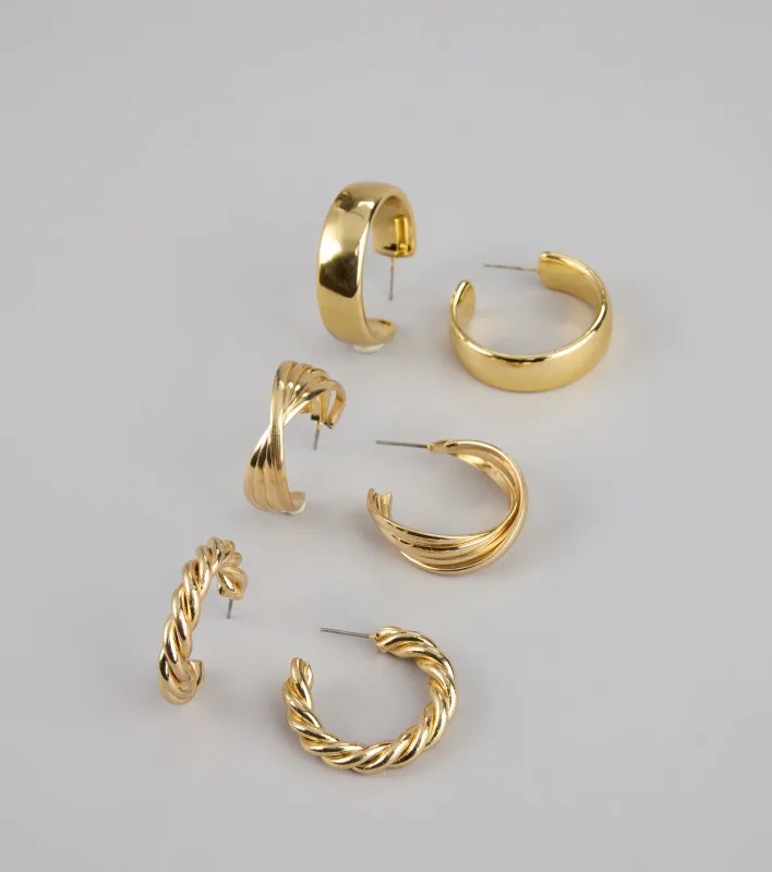 Triple The Fun Hoop Earrings Set sold by Windsor