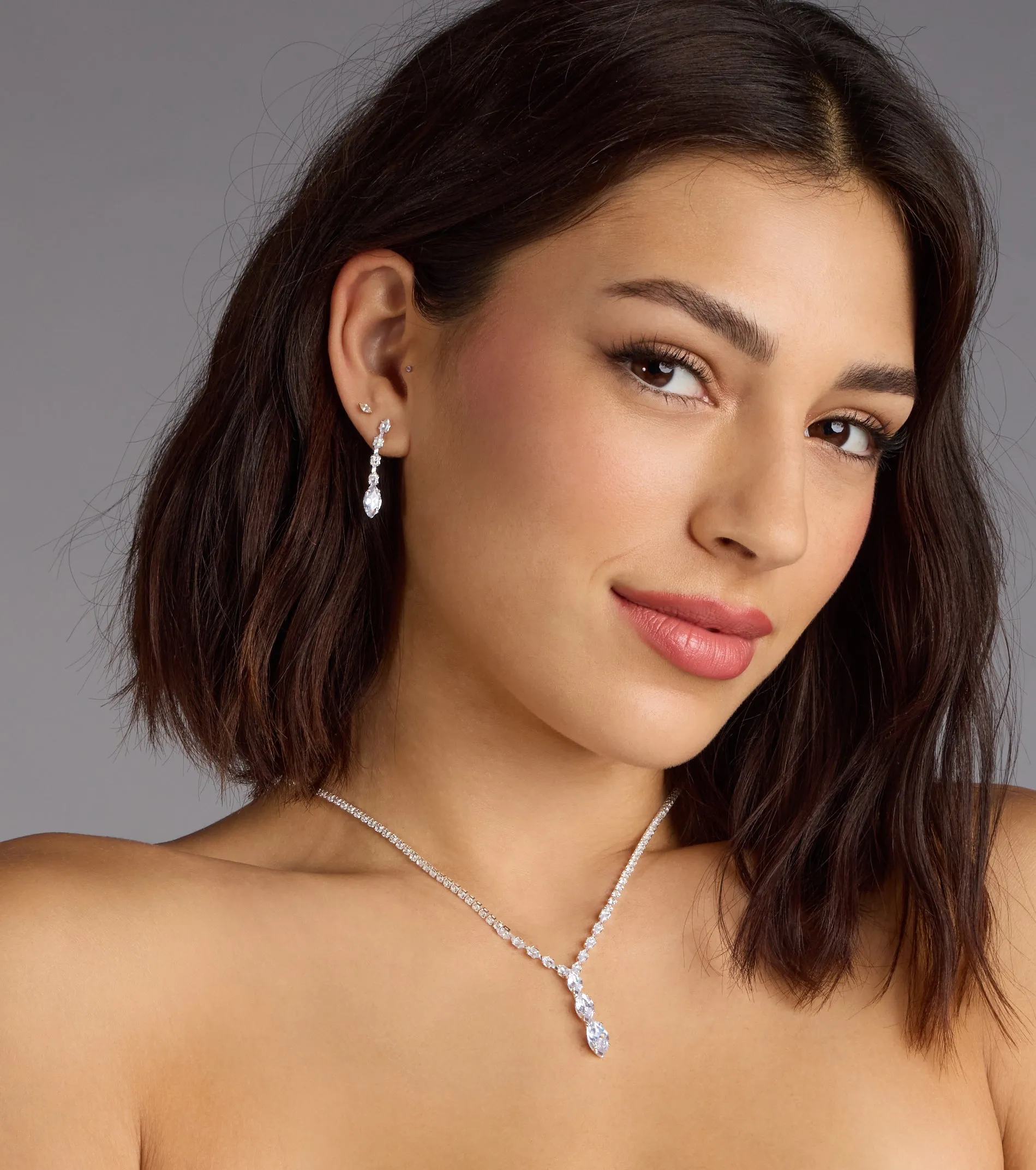 Instant Glam Rhinestone Necklace And Earrings Set sold by Windsor product image thumbnail 2