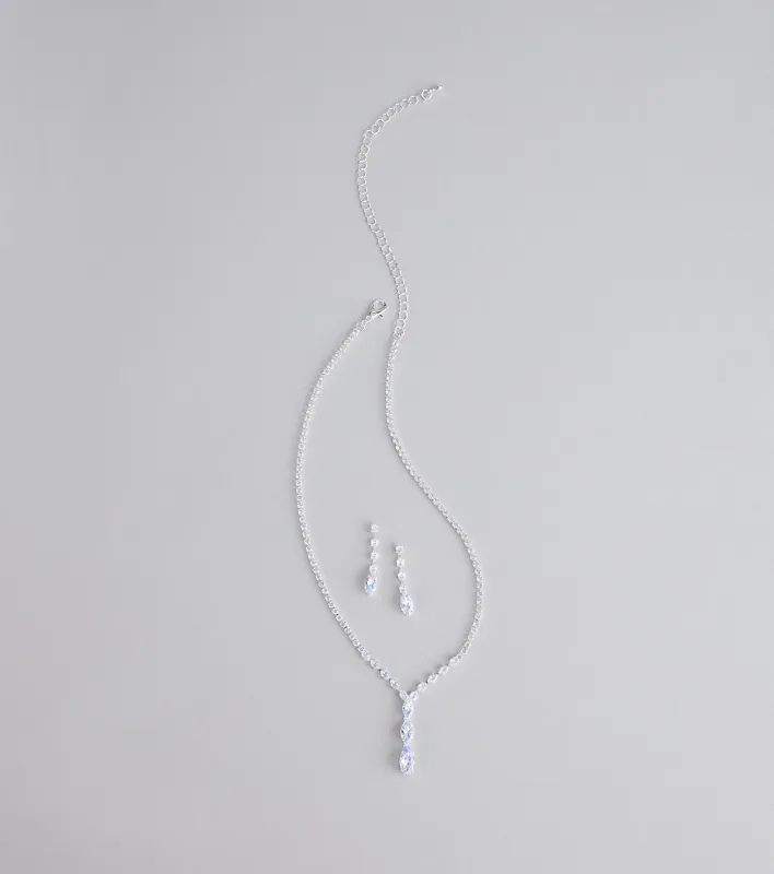 Instant Glam Rhinestone Necklace And Earrings Set sold by Windsor