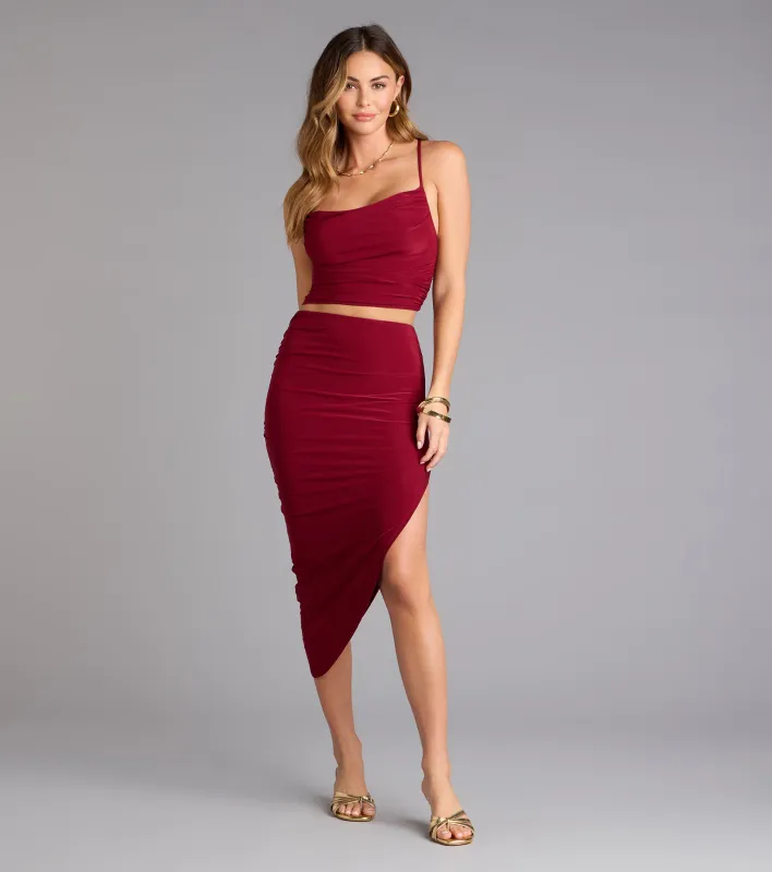 Chic Allure High-Slit Midi Skirt sold by Windsor