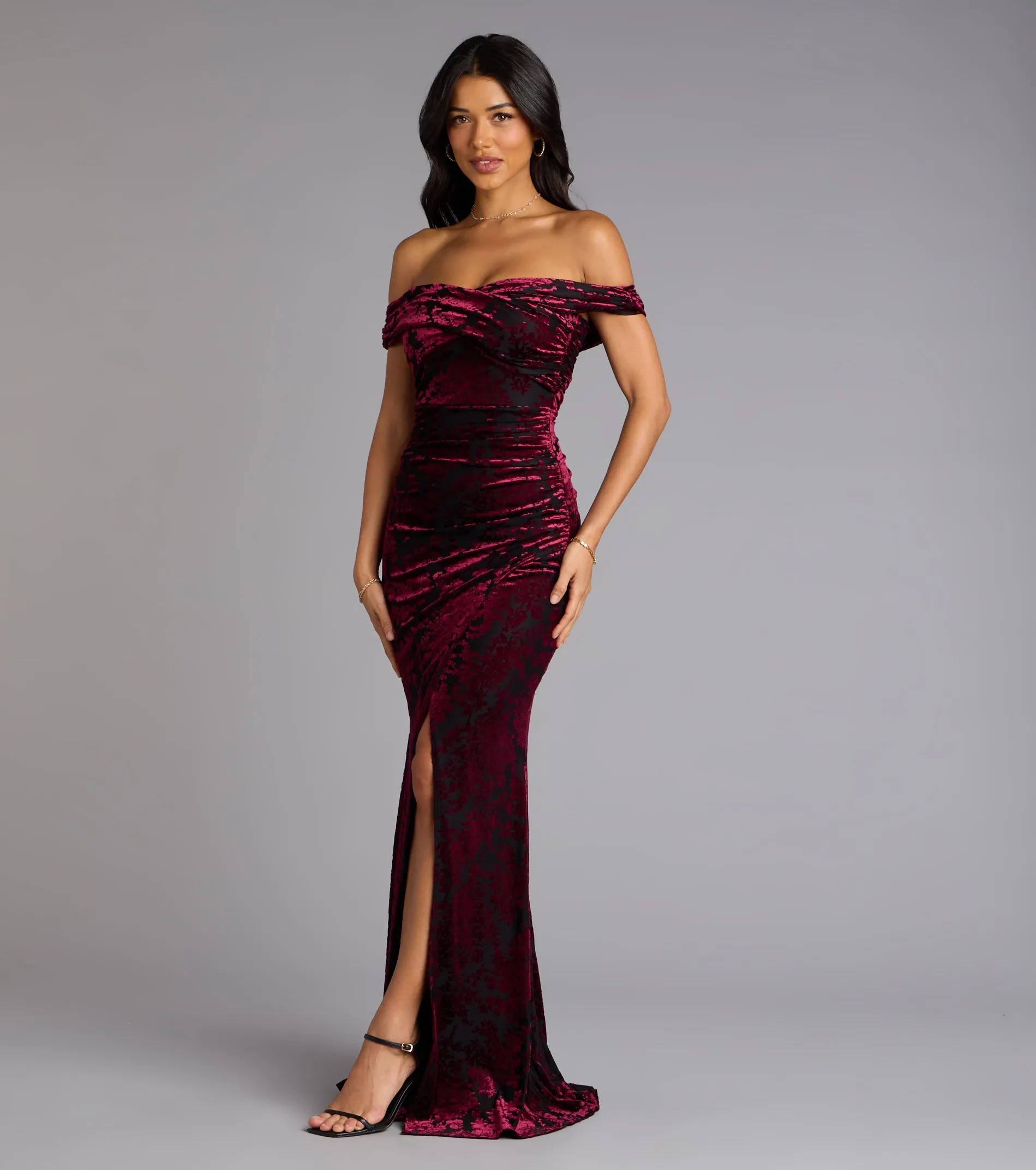 Sylvia Velvet Off-The-Shoulder Formal Dress sold by Windsor product image thumbnail 4