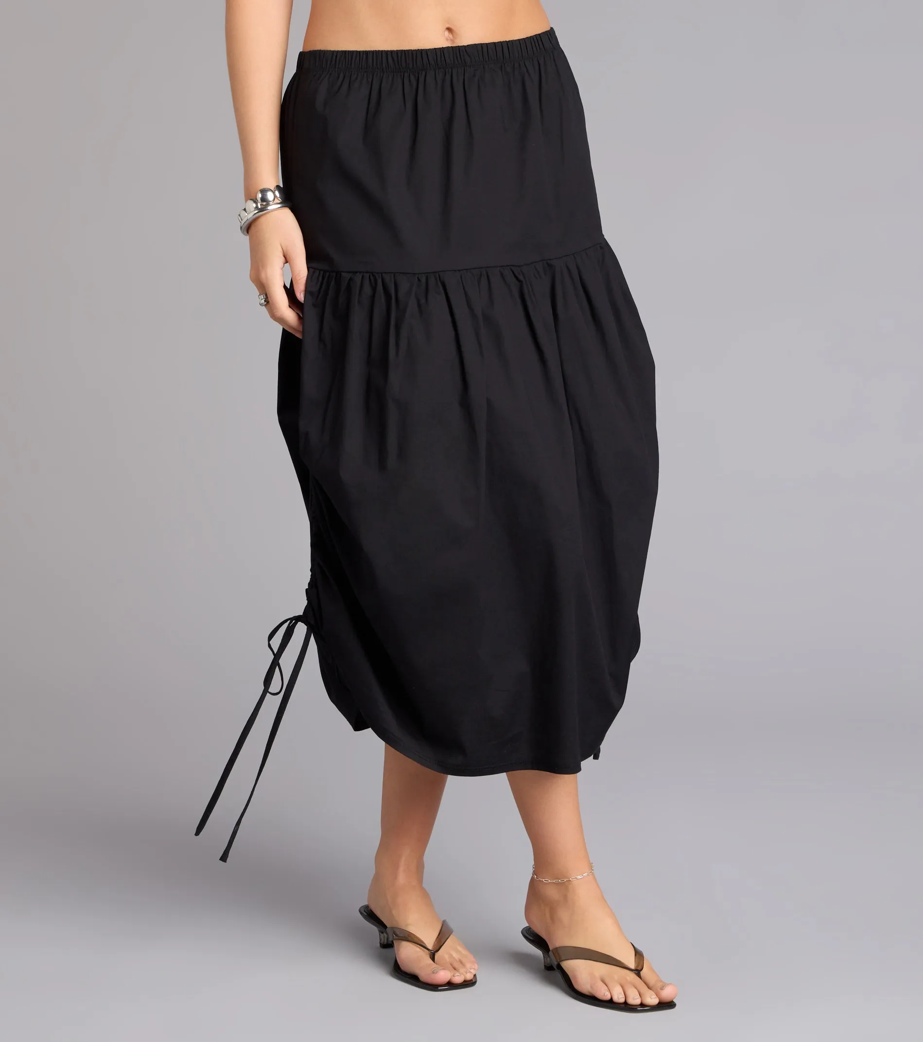 Sweet Stroll Ruched Midi Skirt sold by Windsor product image thumbnail 4