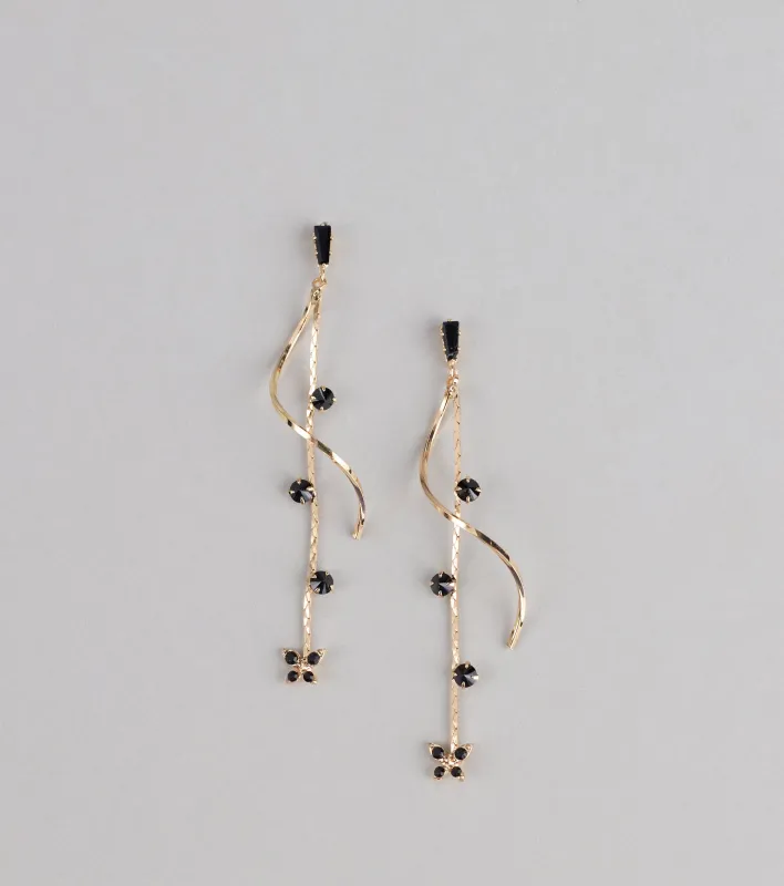 Spirals And Sparkle Butterfly Linear Earrings sold by Windsor