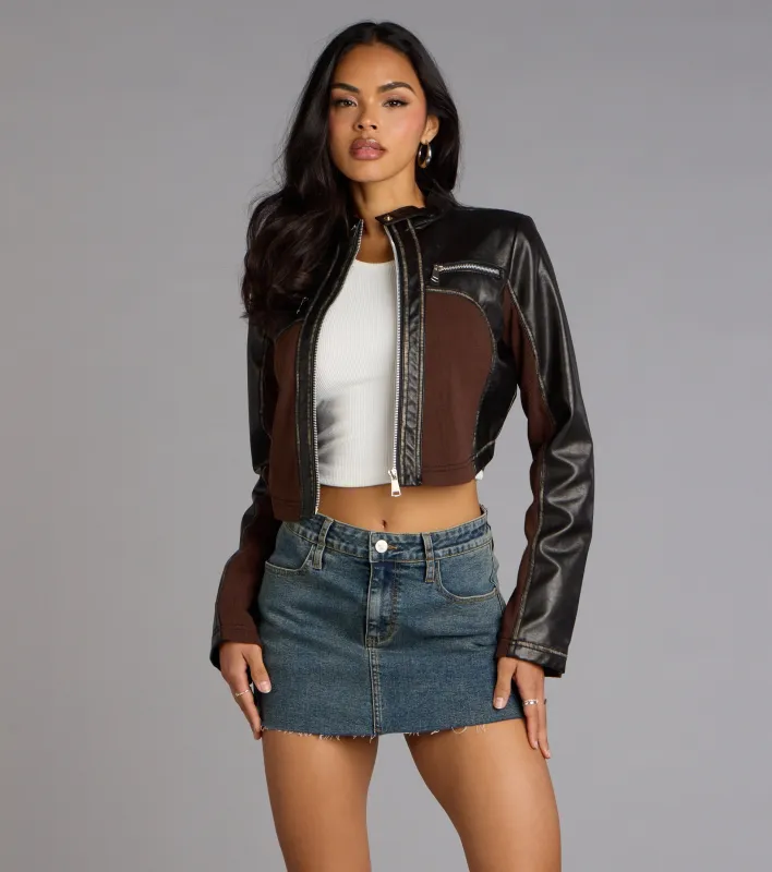 Speed Dial Faux Leather Motocross Jacket sold by Windsor
