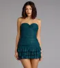 Party Perfect Glitter Knit Strapless Ruffle Mini Dress sold by Windsor