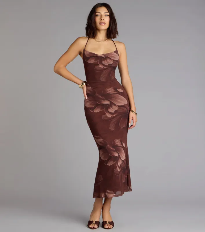 Petal Play Floral Mesh Midi Dress sold by Windsor