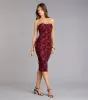 Velvet Bloom Flocked Floral Strapless Midi Dress sold by Windsor