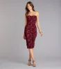 Velvet Bloom Flocked Floral Strapless Midi Dress sold by Windsor