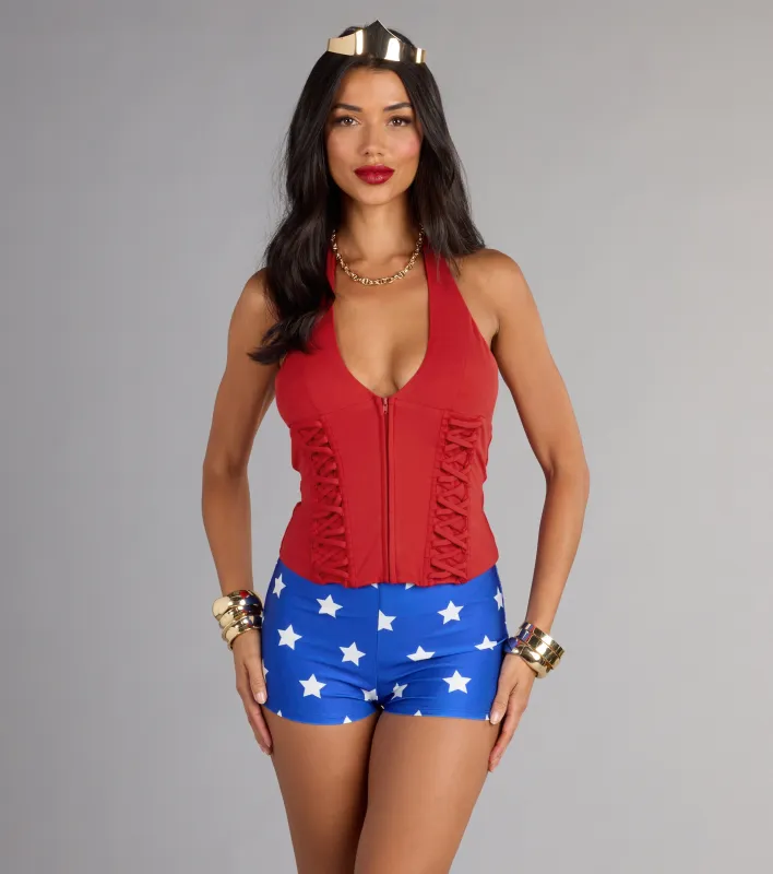 Hot Streak Lace Up Corset Top sold by Windsor