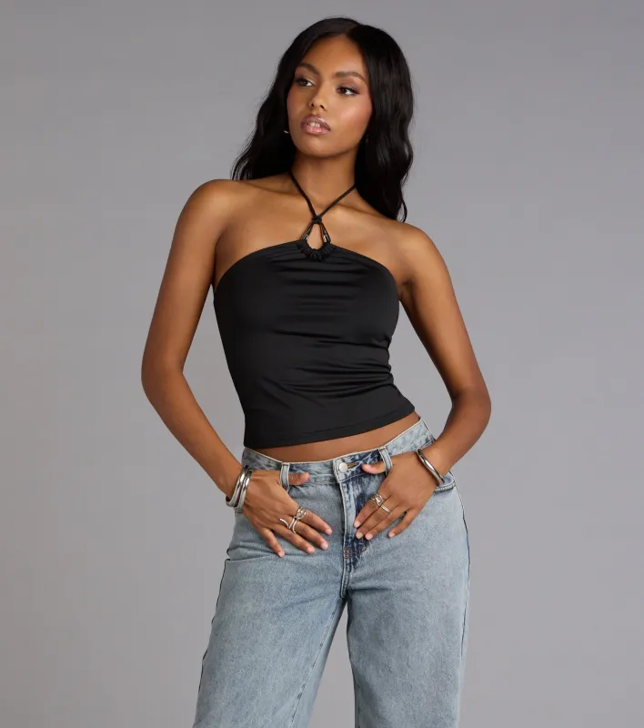 Chic Twist Halter Crop Top sold by Windsor