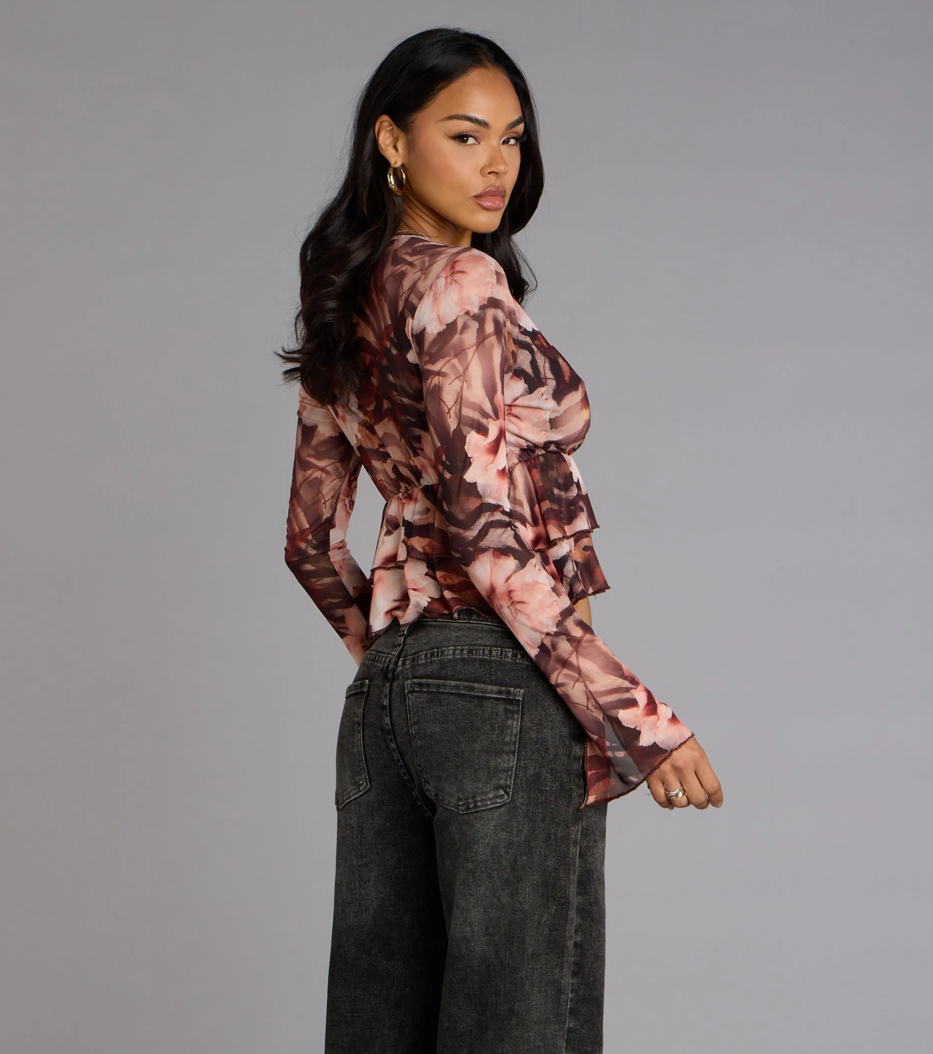 Falling Petals Floral Crop Top sold by Windsor product image thumbnail 2
