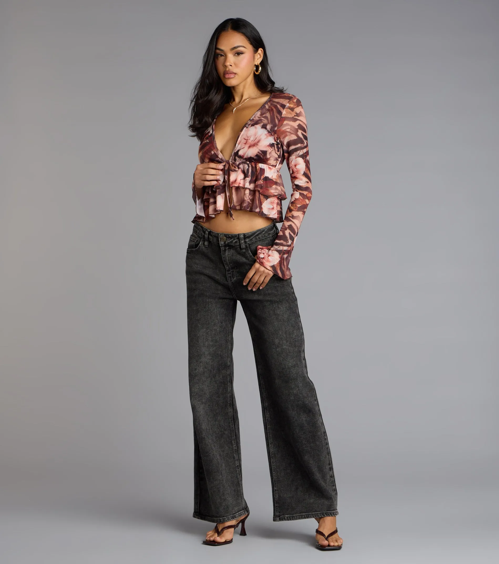 Falling Petals Floral Crop Top sold by Windsor product image thumbnail 3