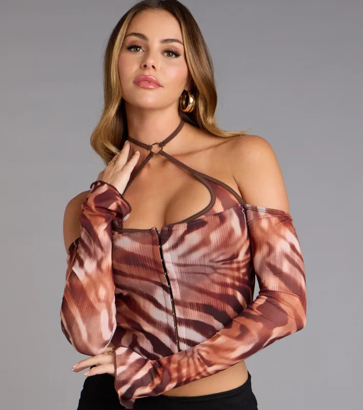 Wild Streak Cold Shoulder Crop Top sold by Windsor
