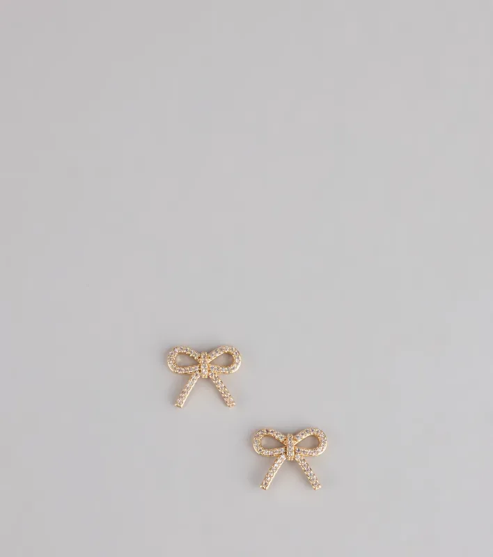 Tied To Shine Bow Stud Earrings sold by Windsor